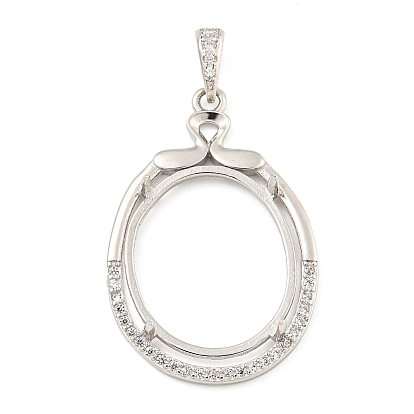 Настройки Серебряный кулон кабошон 925 стерлингов, Настройки зубца, с кубического циркония, настройки гвоздя горного хрусталя, Настройки зубца, овальные