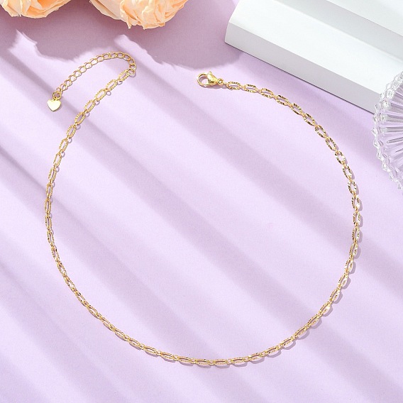 3.5MM Brass Textured Oval Link Chain Necklaces