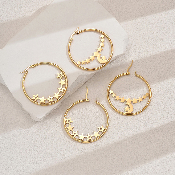 Крюк из нержавеющей стали серьги, золотые