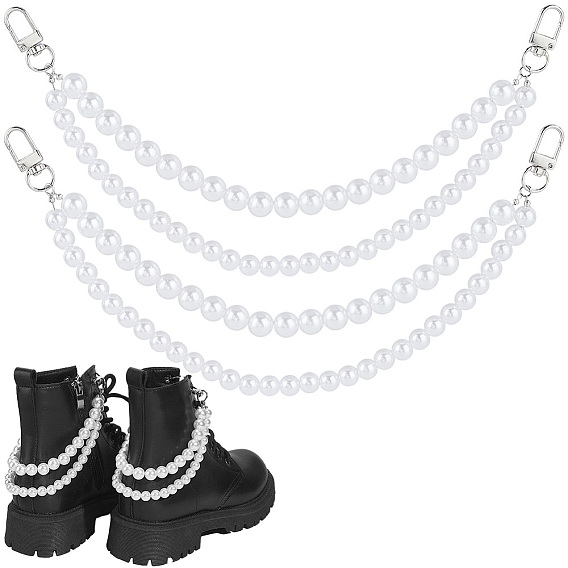 2 шт стеклянные жемчужные цепочки цепи для ремней для ботинок, с поворотными застежками сплава