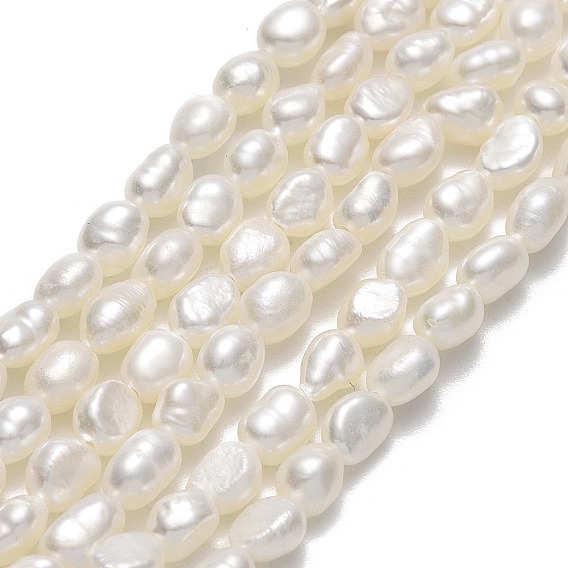 Natural Cultured Freshwater Pearl Beads Strands, Two Sides Polished