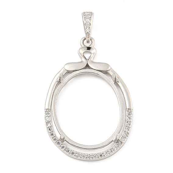 Настройки Серебряный кулон кабошон 925 стерлингов, Настройки зубца, с кубического циркония, настройки гвоздя горного хрусталя, Настройки зубца, овальные