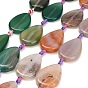 Natural Banded Agate/Striped Agate Beads Strands, Dyed & Heated, Teardrop
