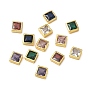Brass Pave Cubic Zirconia Beads, Square, Rack Plating, Long-Lasting Plated, Mixed Color