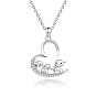 Сердце ко дню матери со слоном 304 ожерелья из нержавеющей стали с микропаве из прозрачных кубических цирконий для женщин, не тускнеет