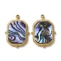 303 Stainless Steel & Natural Paua Shell Pendants, Octagon Charms, Ion Plating(IP), Long-Lasting Plated