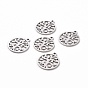 201 Stainless Steel Pendants, Filigree Joiners Findings, Laser Cut, Flat Round with The Tree of Life