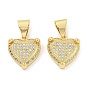 Brass Micro Pave Clear Cubic Zirconia Pendants, Heart