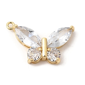 Латунные микропаве прозрачные подвески с фианитом, со стеклом, бабочки прелести, долговечный, стойки покрытие, без свинца и без кадмия