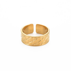 Ионное покрытие (ip) 304 открытое манжетное кольцо из нержавеющей стали с ромбовидными канавками для женщин, без никеля 
