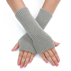 Acrylic Fibers Knitting Long Fingerless Gloves, Arm Warmer, Winter Warm Gloves with Thumb Hole