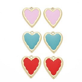Crémaillère placage pendentifs en émail d'alliage, sans cadmium et sans plomb, or et de lumière, cœur