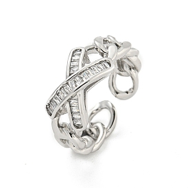 Открытые кольца манжеты из латуни с микропаве и кубическим цирконием, кольца крест-накрест для женщин, долговечный