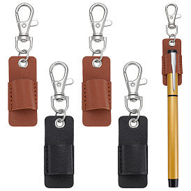 4шт. 2цветов портативный чехол для ручки из искусственной кожи с зажимом, с поворотной застежкой из цинкового сплава