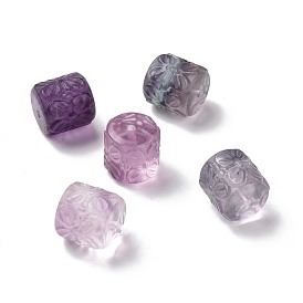Natural Fluorite Beads, Column with Flower