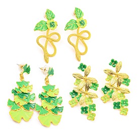 Saint Patrick's Day Theme Zinc Alloy Dangle Stud Earrings, Green