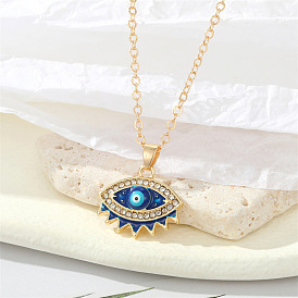 Vintage Ethnic Blue Evil Eye Pendant Necklace with Turquoise Beads
