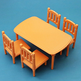 Plastic Miniature Furniture Display Decorations, Mini Table Chairs for Dollhouse Decor