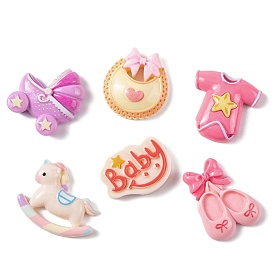 Baby Theme Opaque Resin Decoden Cabochons, Shoes/Horse/Word/Clothes/Bib/Baby Carriage