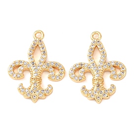 Латунные микро проложить кубического циркония подвески, Флер де Лис прелести, без никеля , реальный 18 k позолоченный