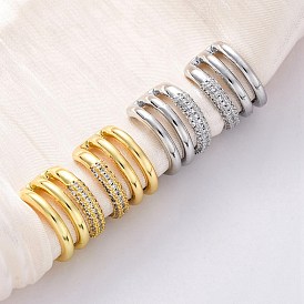 Латунные серьги-манжеты из прозрачного кубического циркония, долговечный, без свинца и без кадмия, тройной с-образный