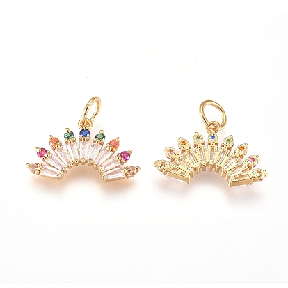 Латунные подвески, с микропаве из кубического циркония и прыжковыми кольцами, вентилятор