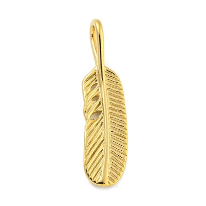Ion Plating(IP) 304 Stainless Steel Pendants, Feather Charm