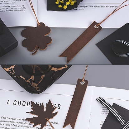 Leather Bookmarks, Page Marker for Book Lovers, with Storage Container, Mixed Shapes