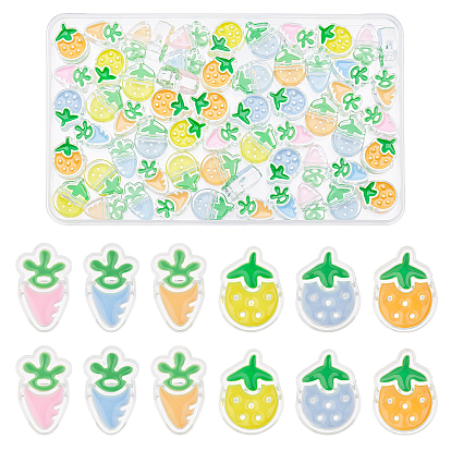 60шт 6 прозрачные акриловые эмалевые бусины, клубника и морковь