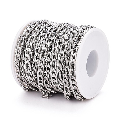 304 Stainless Steel Figaro Chain, with Spool, Unwelded