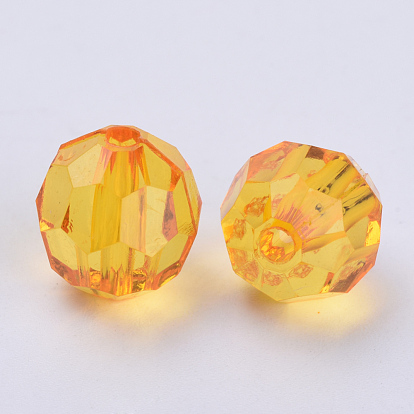 Transparent Acrylic Beads, Faceted, Round