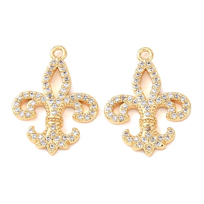 Латунные микро проложить кубического циркония подвески, Флер де Лис прелести, без никеля , реальный 18 k позолоченный
