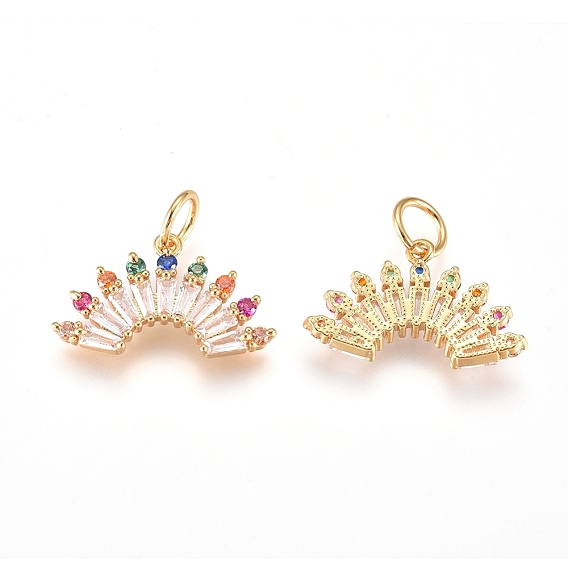 Латунные подвески, с микропаве из кубического циркония и прыжковыми кольцами, вентилятор