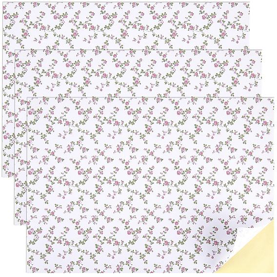 3Pcs Miniature Wallpapers, for Dollhouse Bedroom Decoration, Rectangle