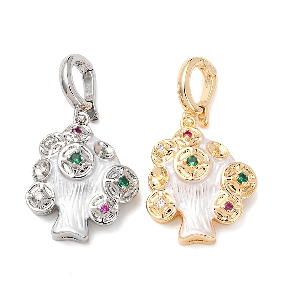 Латунный микро-паве кубический цирконий, дерево, окрашеные, за половину пробурено бисера, стойки покрытие, долговечный