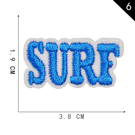 Ткань для компьютерной вышивки самоклеящаяся/пришиваемая нашивка, аксессуары для костюма, слово серфинг