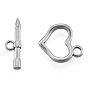 201 Stainless Steel Toggle Clasps, Heart