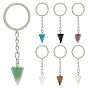 7Брелок из натуральных и синтетических драгоценных камней, конус, с железными кольцами