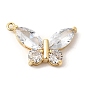 Латунные микропаве прозрачные подвески с фианитом, со стеклом, бабочки прелести, долговечный, стойки покрытие, без свинца и без кадмия