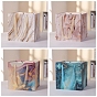 Marble Pattern Kraft Paper Bags, with Ribbon Handles, Gift Bags, Shopping Bags, Square
