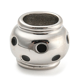 304 Stainless Steel Beads, with Enamel, Stainless Steel Color, Large Hole Beads, Rondelle