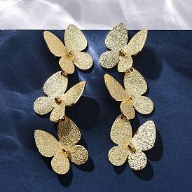 Текстурированные серьги-гвоздики в форме бабочек из латуни, без свинца и без кадмия, долговечный, стойки покрытие