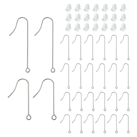 100 шт. 3 стили 316 крючки для сережек из хирургической нержавеющей стали, с горизонтальными петлями с пластиковыми ушками