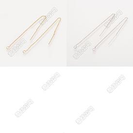 8Pcs 2 Colors Brass Stud Earring Findings, Ear Threads, Nickel Free