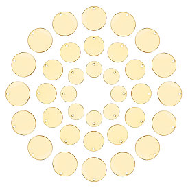 60шт 3 стиль латунные подвески, штамповка пустой метки, зеркальная полировка, долговечный, плоско-круглые