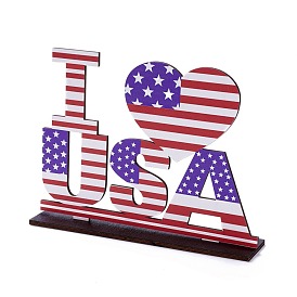 Ornement de bureau en bois naturel, mot j'aime les états-unis, pour les décorations d'affichage de bureau à domicile