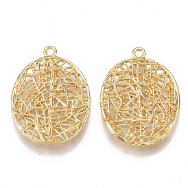 Brass Filigree Pendants, Oval, Nickel Free