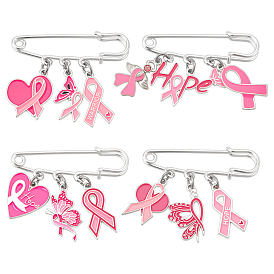 4шт. железные броши, с подвесками из эмали и сплава 