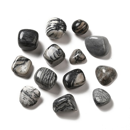 Natural Black Netstone Beads, Tumbled Stone, Vase Filler Gems, No Hole/Undrilled, Nuggets