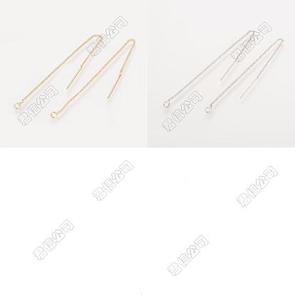 8Pcs 2 Colors Brass Stud Earring Findings, Ear Threads, Nickel Free